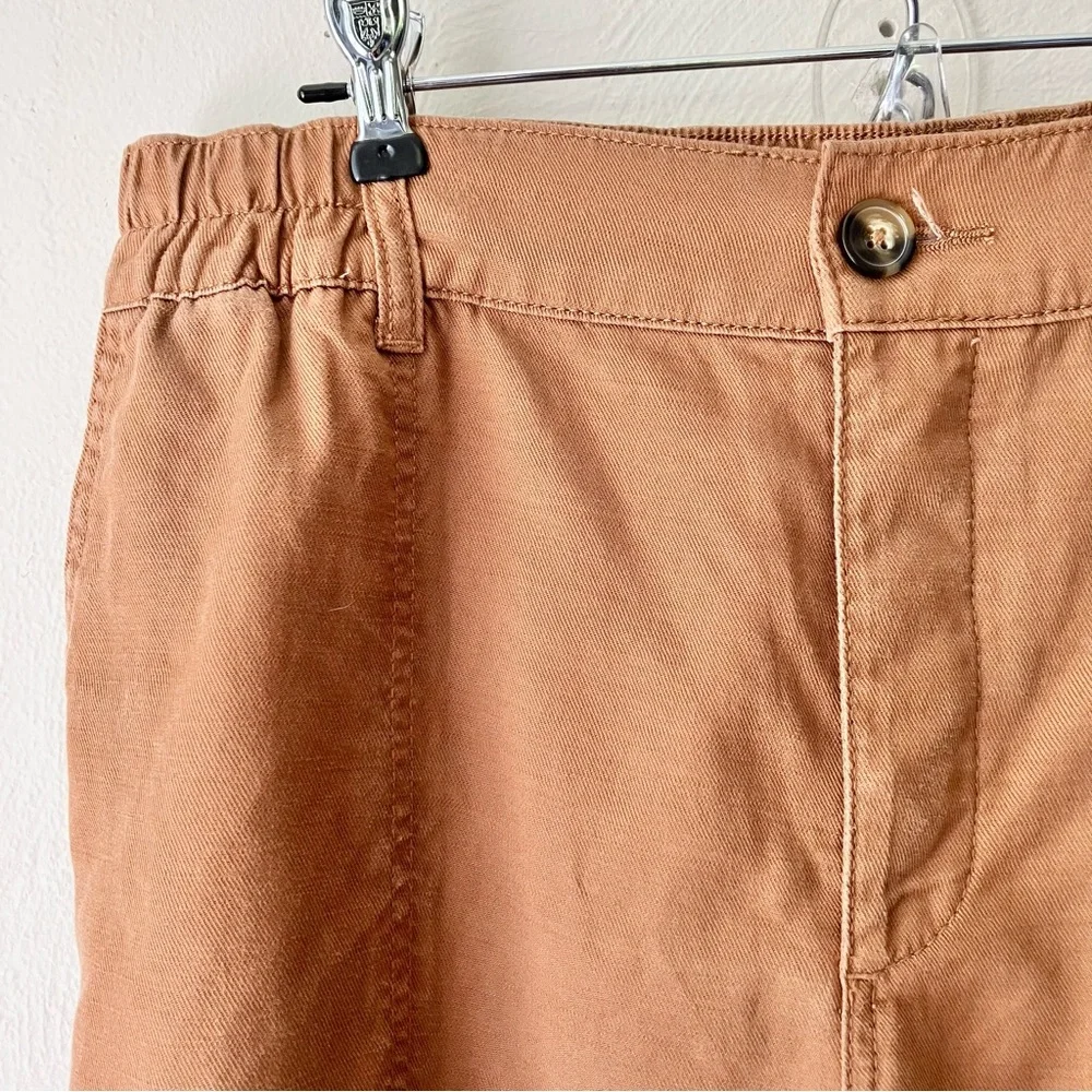 Wonderly Caramel Tan High Rise Button Fly Cropped Pants‎